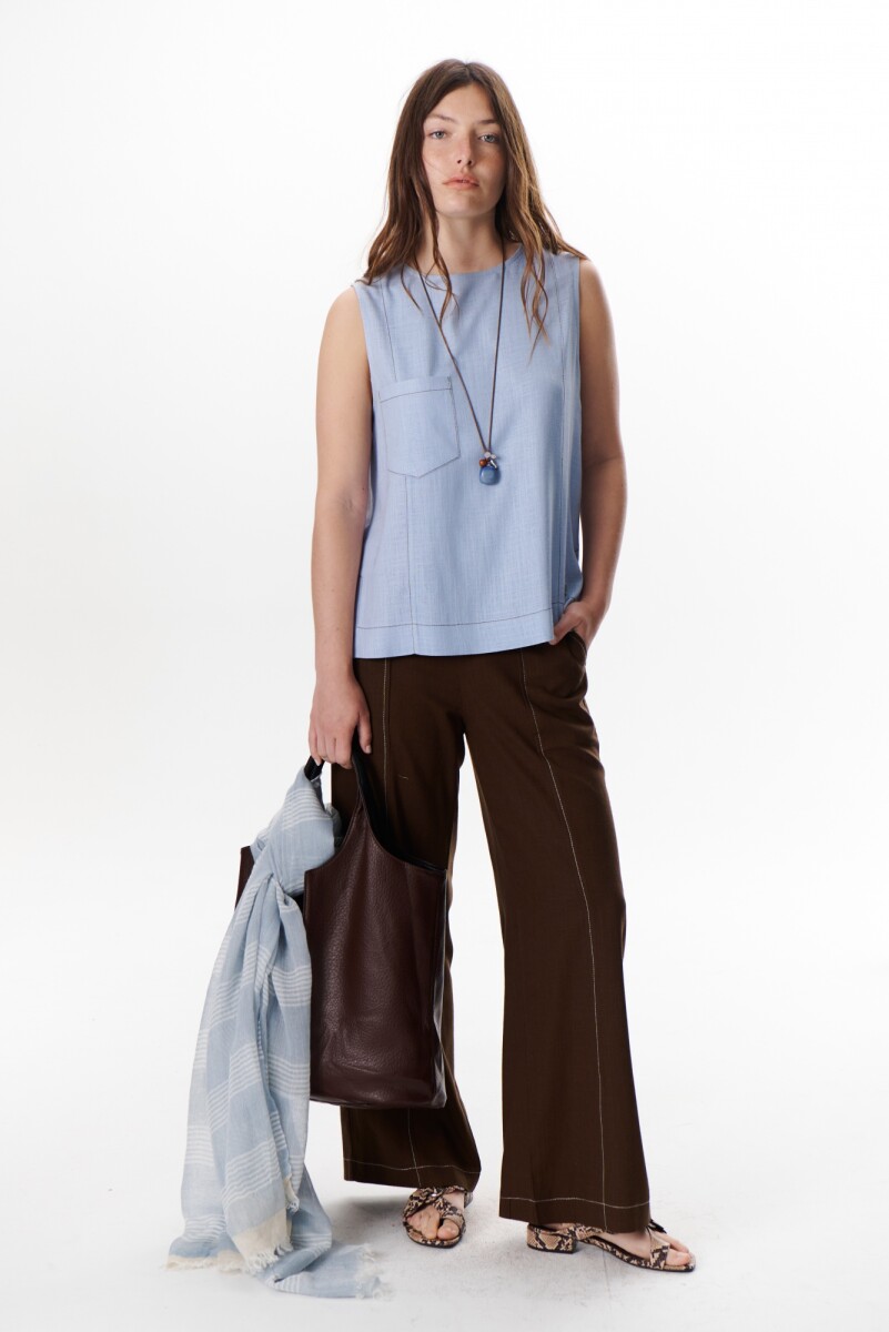 PANTALON LINO POCKET - MARRON 