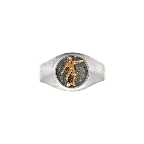 Anillo Profesión Futbolista -Plata y Oro-Sin Piedra-AP5021 sinpiedra