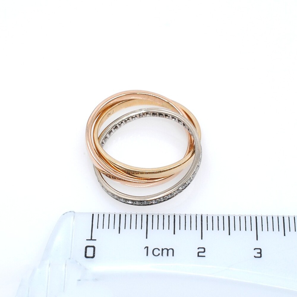 Anillo triple alianza en 3 tonos de oro 18k una de ellas con brillantes Anillo triple alianza en 3 tonos de oro 18k una de ellas con brillantes