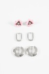 Set caravana flor y aros plateado