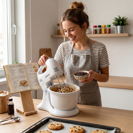 Batidora Daewoo con bowl giratorio | 5 velocidades + Turbo | Color blanco Batidora Daewoo con bowl giratorio | 5 velocidades + Turbo | Color blanco