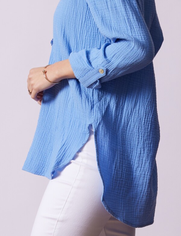 Blusa Algodon CELESTE OSCURO