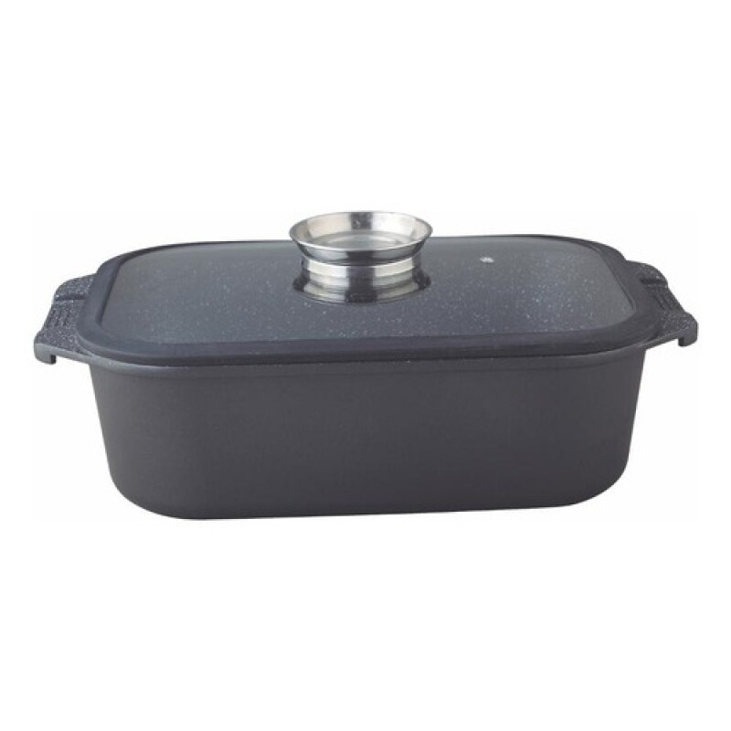 Cacerola rectangular antiadherente con tapa de vidrio Cuori Nero 35cm Negro