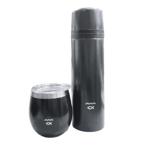Set Termo Río 500ML + Mate Acero Inoxidable NEGRO