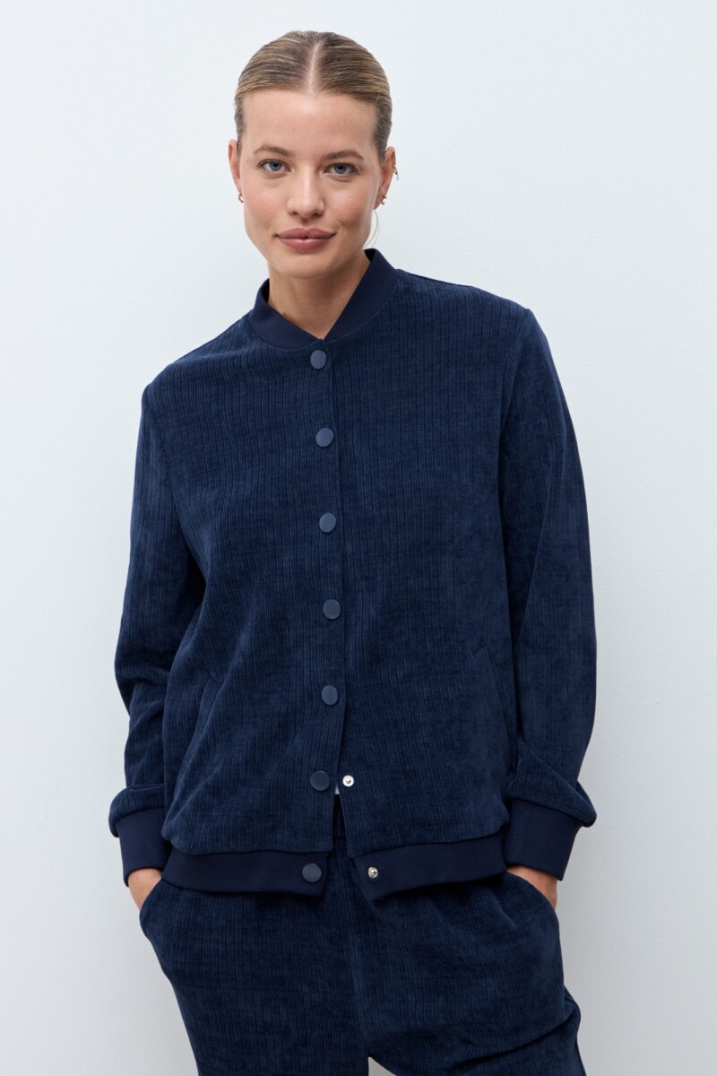 Bomber acanalada azul marino