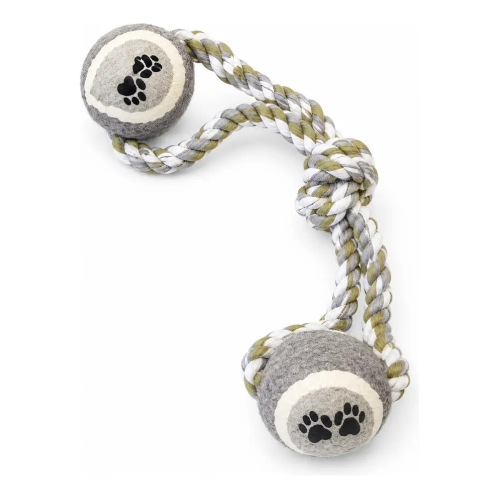 Juguete Para Perro De Cuerda y Dos Pelotas GRIS