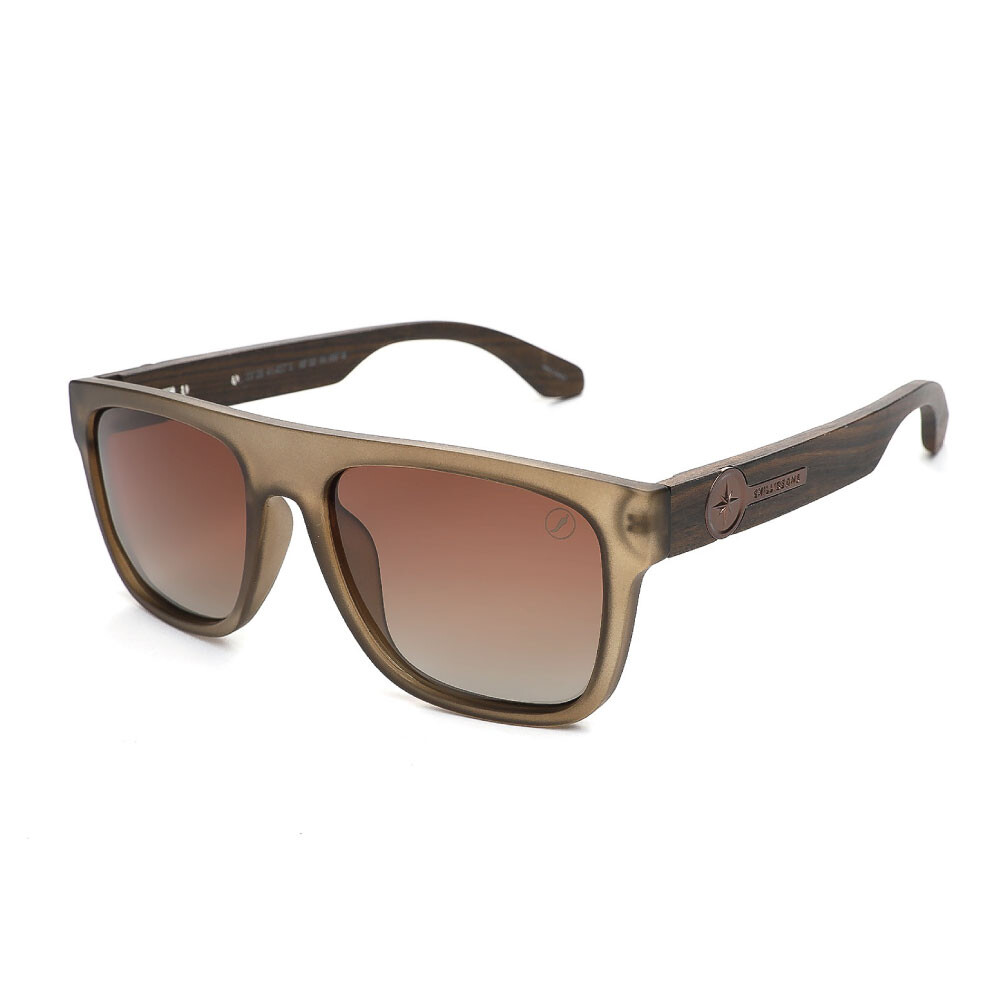 Lentes De Sol Bambu E Madeira Cuadrado - Unisex Gradiente Marón/Verde
