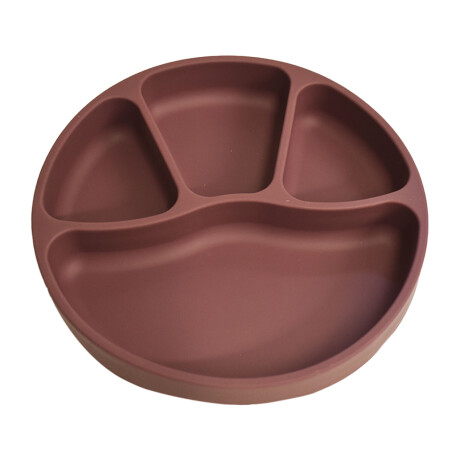 Plato Redondo c/ Separaciones y Tapa Comida Bebé en Silicona Rosa Viejo