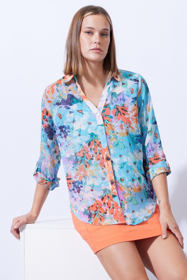 Camisa Gasa Printed CELESTE/MULTI