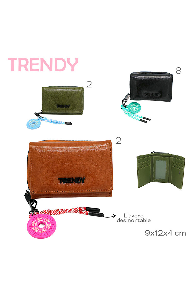Billetera Trendy con llavero Camel