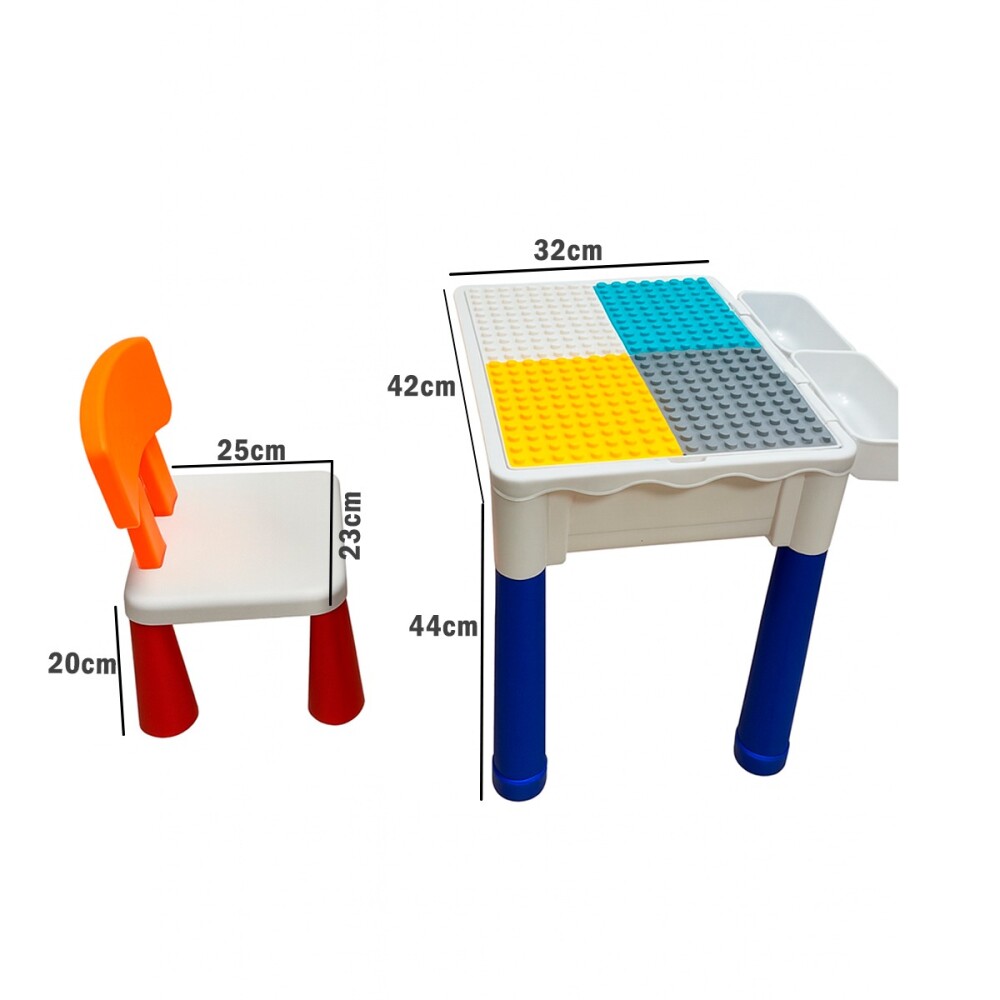 Mesa De Juego Para Bebe De Legos Con Encastre Y Sillita Mesa De Juego Para Bebe De Legos Con Encastre Y Sillita