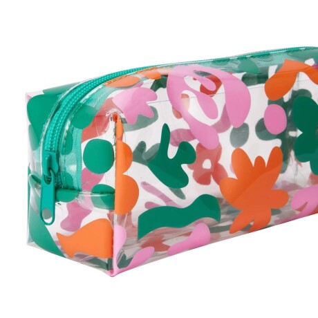 Cartuchera Estuche en PVC Diseño Floral p/ Lápices Lapiceras Verde