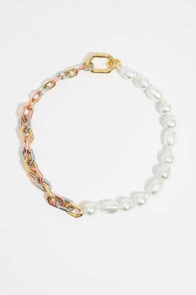 COLLAR CADENA Y PERLAS Oro