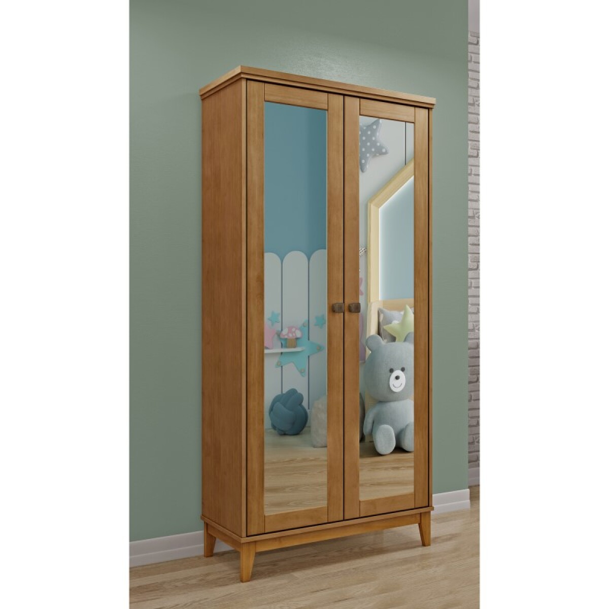 Armario 2 Puertas Prata Con Espejo Natur 