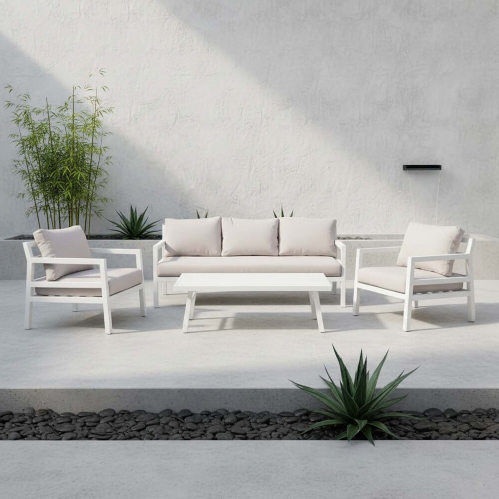 SET DE LIVING (1+2+1) ALUMINIO BLANCO PORTOFINO