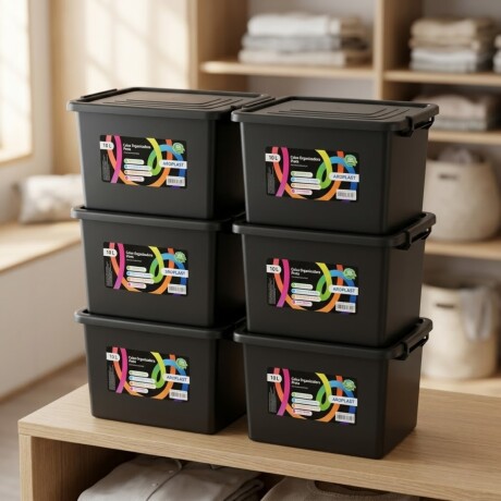 Set x6 Caja organizadora 10lts NEGRO
