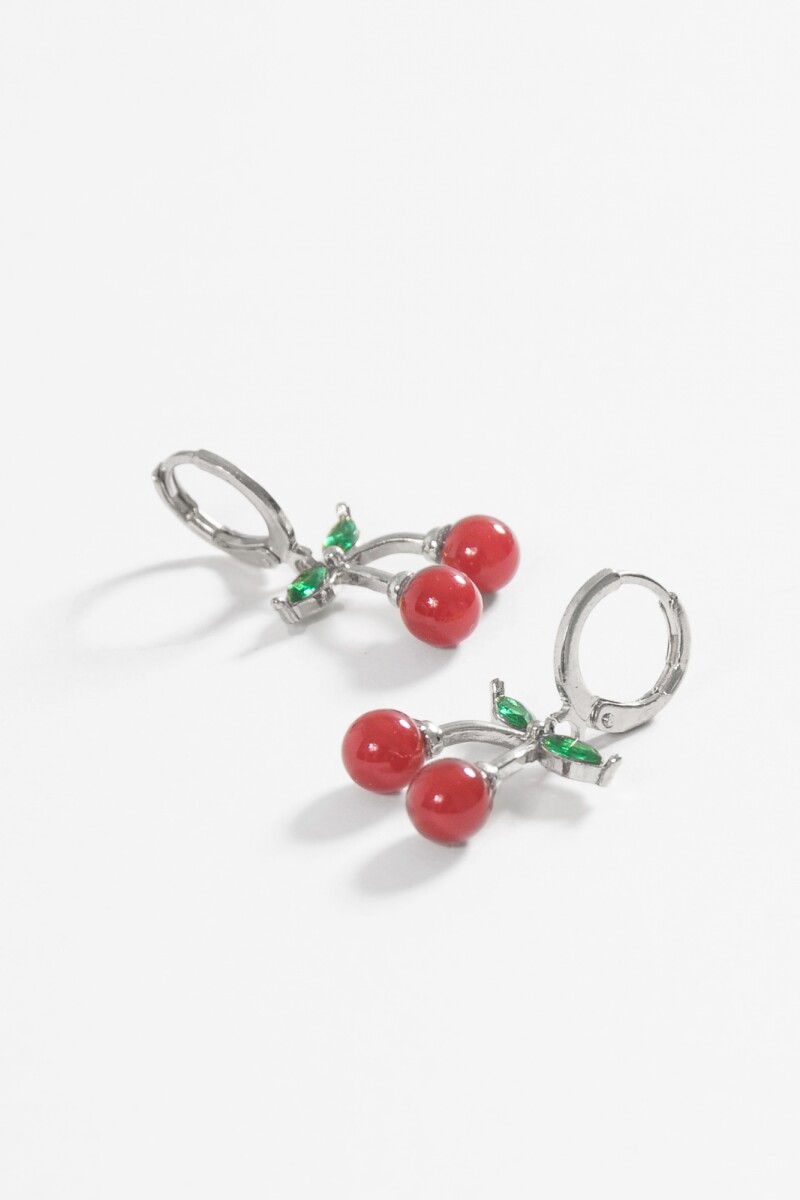 Caravanas aros cherry plateado