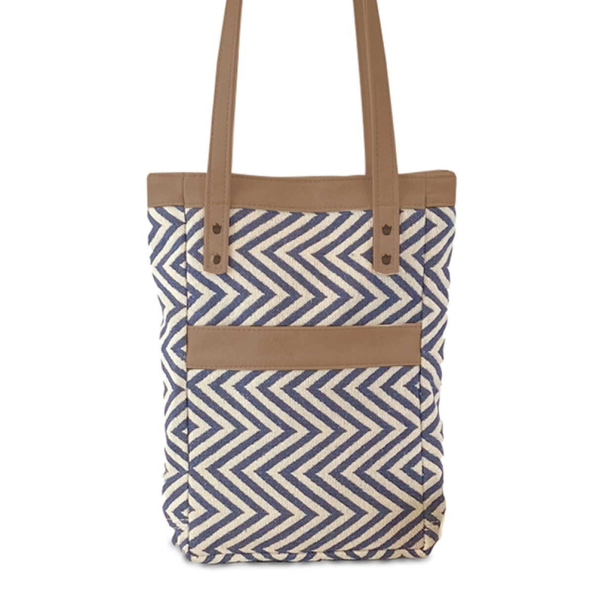 BOLSA MATERA VIRGO - TELAR ZIGZAG AZUL CON ARENA 