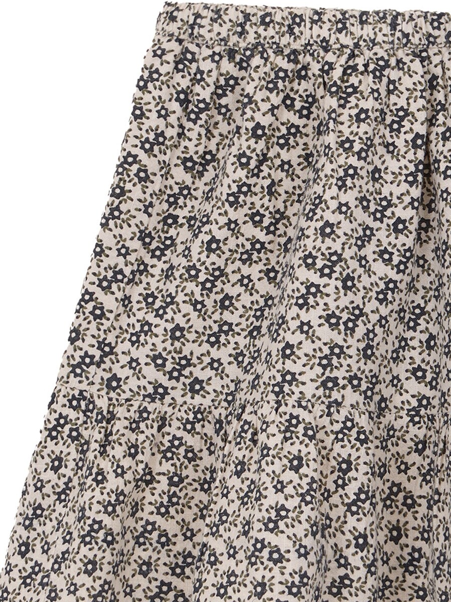 Falda Corta Florecitas Blanco Roto