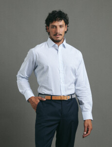 012626 CAMISA HARRINGTON LABEL Blanco/celeste