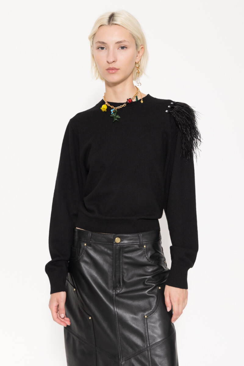 SWEATER FEATHERS Negro