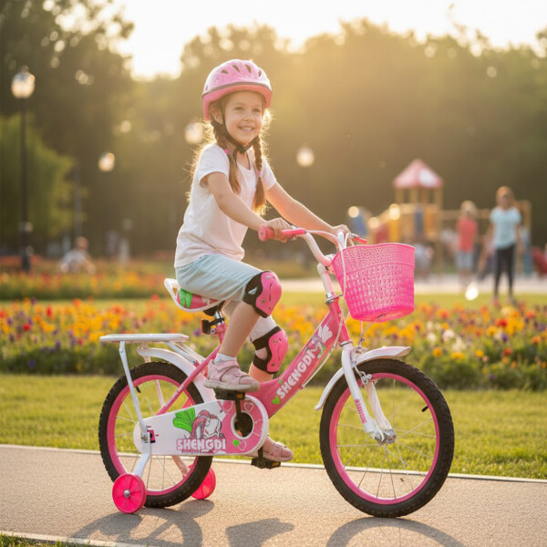 Bicicleta infantil Shengdi Rodado 16 Canasto Parrilla Hadas Color Rosa Oscuro