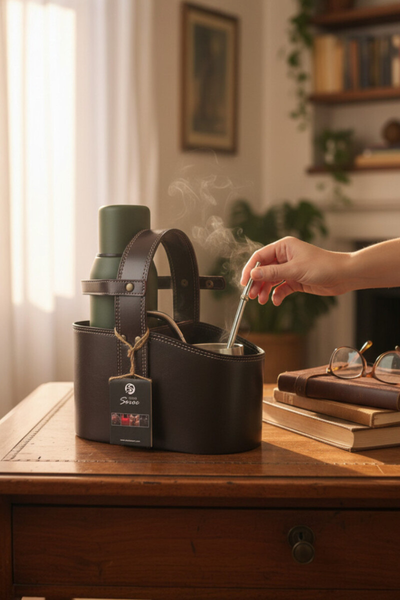 Porta termo y mate Estilo Seroc - Con Sujeción para Termo Marrón