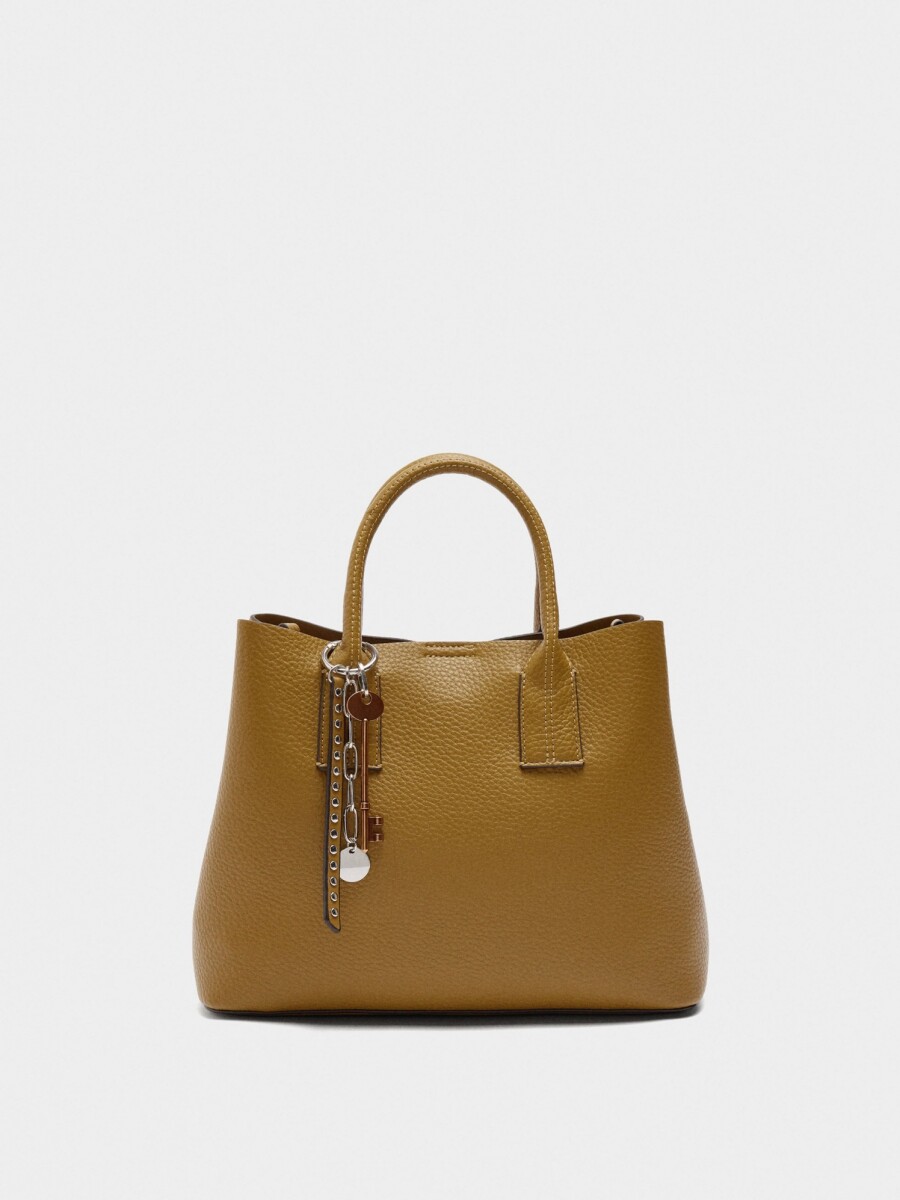 Bolso Tote Con Textura mostaza