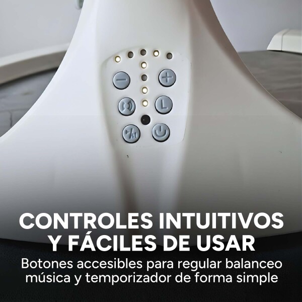 Silla Mecedora Bebé 5 Niveles Control Bluetooth Tul Mesita Gris