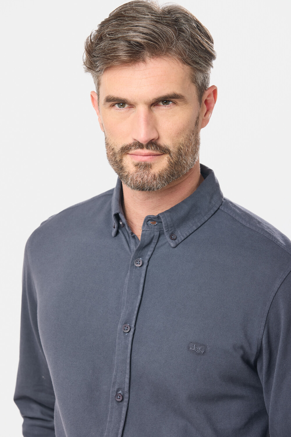 CAMISA PIQUE LISA MANGA LARGA Azul