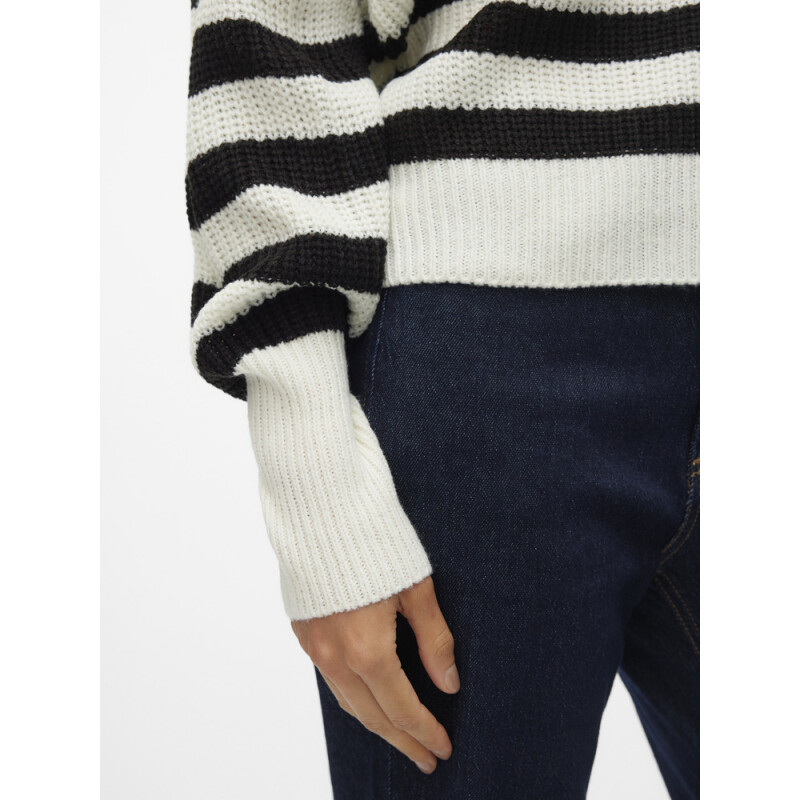 VMLEA LS V-NECK CUFF CARDIGAN NOOS CORE-15 1 Cloud Dancer/Stripes BLACK
