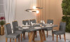 Juego De Comedor - 6 Sillas + Mesa Vidrio - Celeste Gris