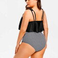 Malla Bikini de Dos Piezas De Tiro Alto Top Volado Malla Bikini de Dos Piezas De Tiro Alto Top Volado