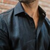 Camisa de lino Negra