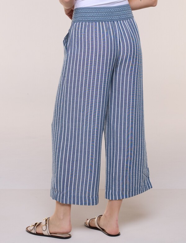 Pantalon Con Cintura De Crochet AZUL/BLANCO