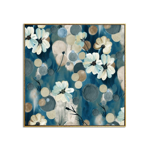 CUADRO CANVAS 60x60cm MARCO PINTURA FLORES AZUL 1 CUADRO CANVAS 60x60cm MARCO PINTURA FLORES AZUL 1