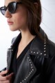 Chaqueta de cuero ecológico con tachas negro