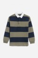 Remera a rayas cuello polo AZUL MARINO