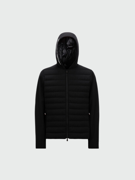 Moncler - Cardigan acolchado con relleno de plumas con capucha Negro