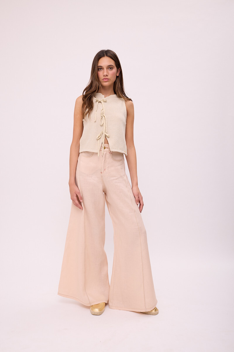 PANTALON WIDE XL LINEN SS26 Manteca