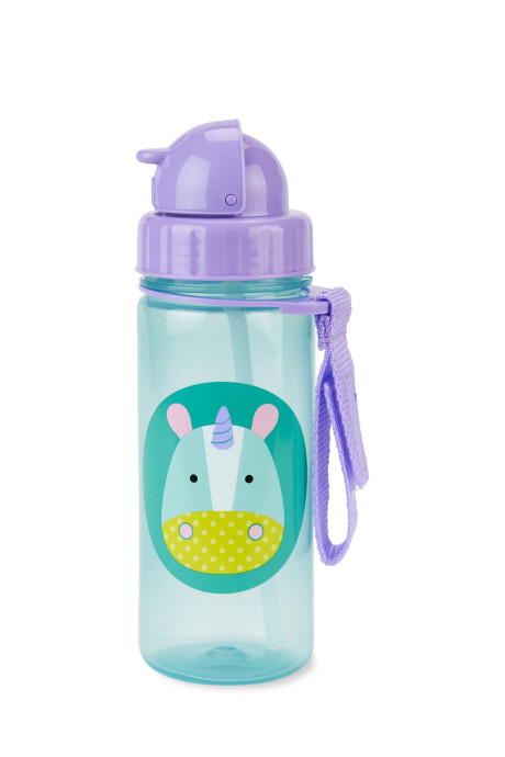 Botella con sorbito, diseño unicornio Botella con sorbito, diseño unicornio