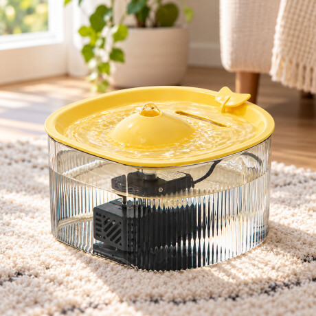 Fuente Bebedero Ballena Para Mascotas 1,5L USB 5V Amarillo