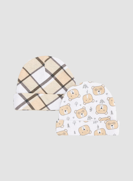 Set 2<br /> gorros para bebe algodón Marfil