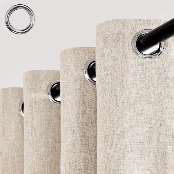 Cortina Blackout 100% Engomada Termica Set 2 Paños Tipo Lino Variante Color Beige