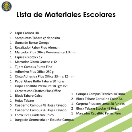 Lista de Materiales Escolares Instituto Crandon - 4º Escuela PO/PI Lista de Materiales Escolares Instituto Crandon - 4º Escuela PO/PI