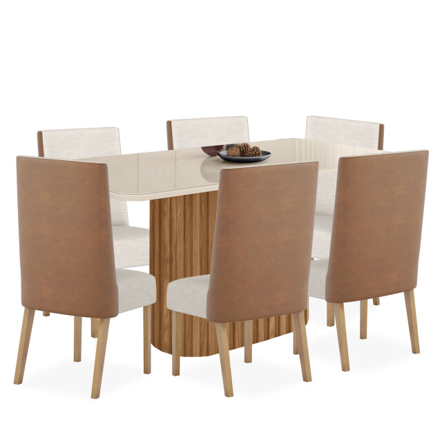 Juego de comedor mesa y 6 sillas tapizadas Juego de comedor mesa y 6 sillas tapizadas