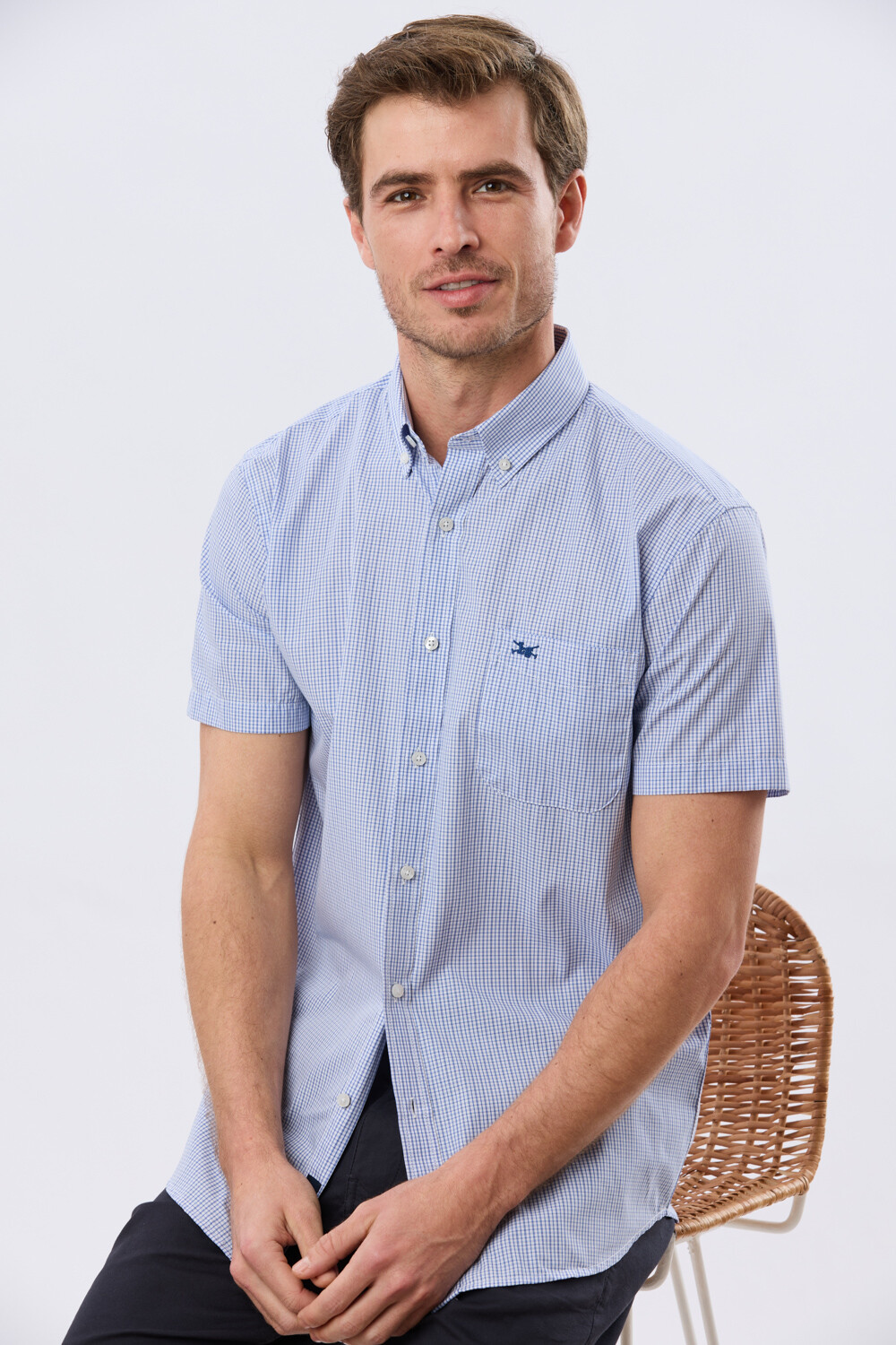 CAMISA CUADROS Celeste