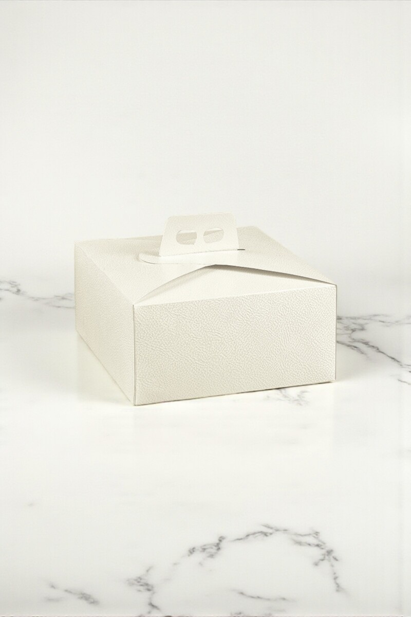 Caja torta 27x27x12 cm. - PELLE BIANCO 