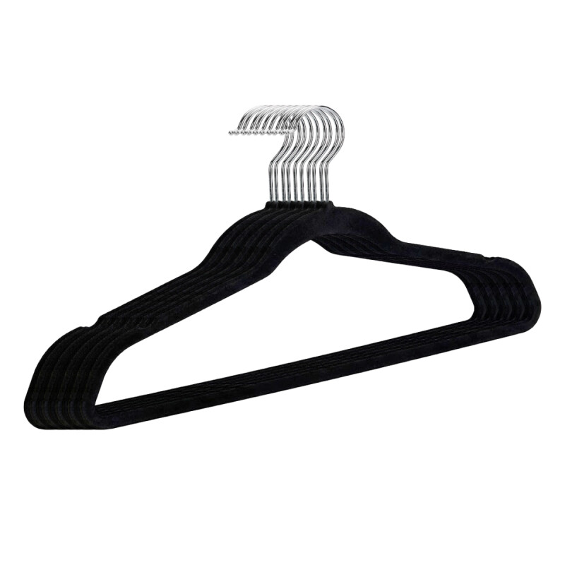 Set x10 Perchas antideslisantes de terciopelo NEGRO