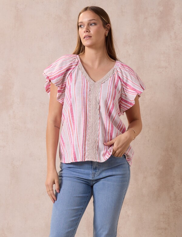 Blusa Lino Crochet MULTI/ROSA